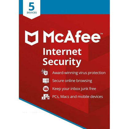 McAfee Internet Security 2022 1 Year 5 Device Antivirus