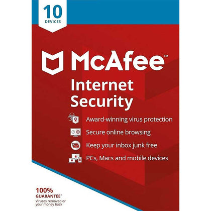 McAfee Internet Security 2022 10 Device (10 PC) 1 Year Antivirus