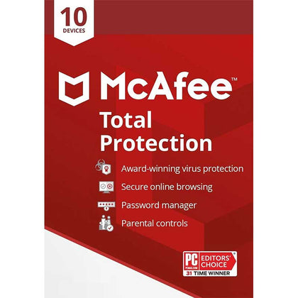 McAfee Total Protection 2022 10 Device (10 PC) 1 Year Antivirus Security